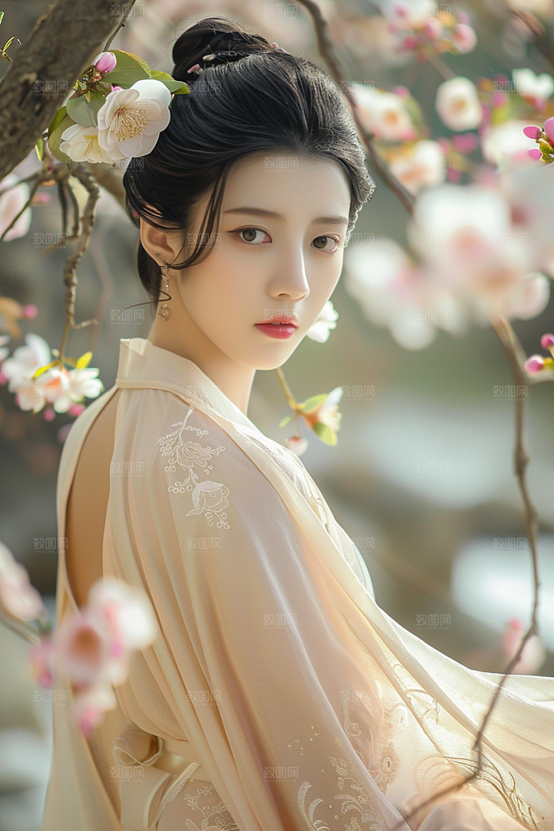 花卉汉服人物古风中国风摄影图