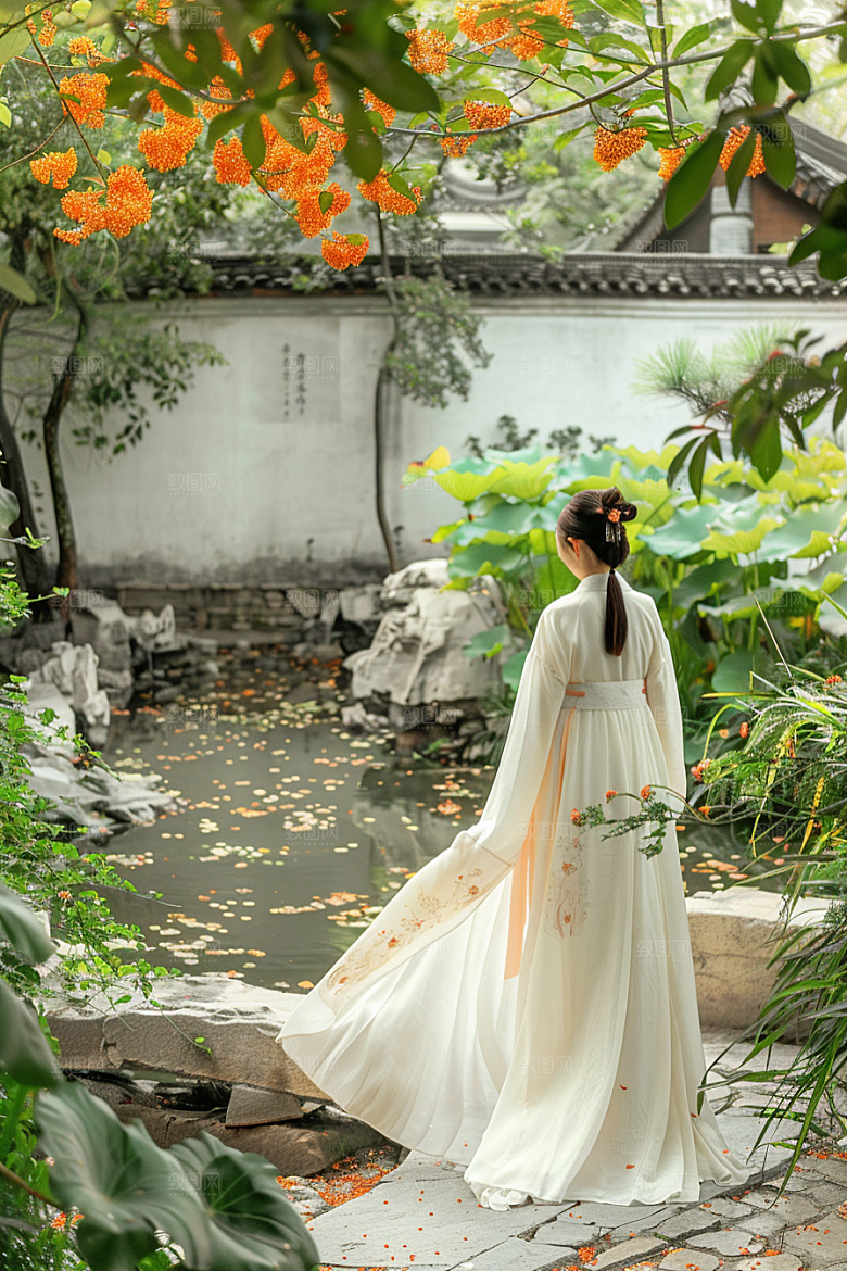 花卉汉服人物写真唯美摄影图