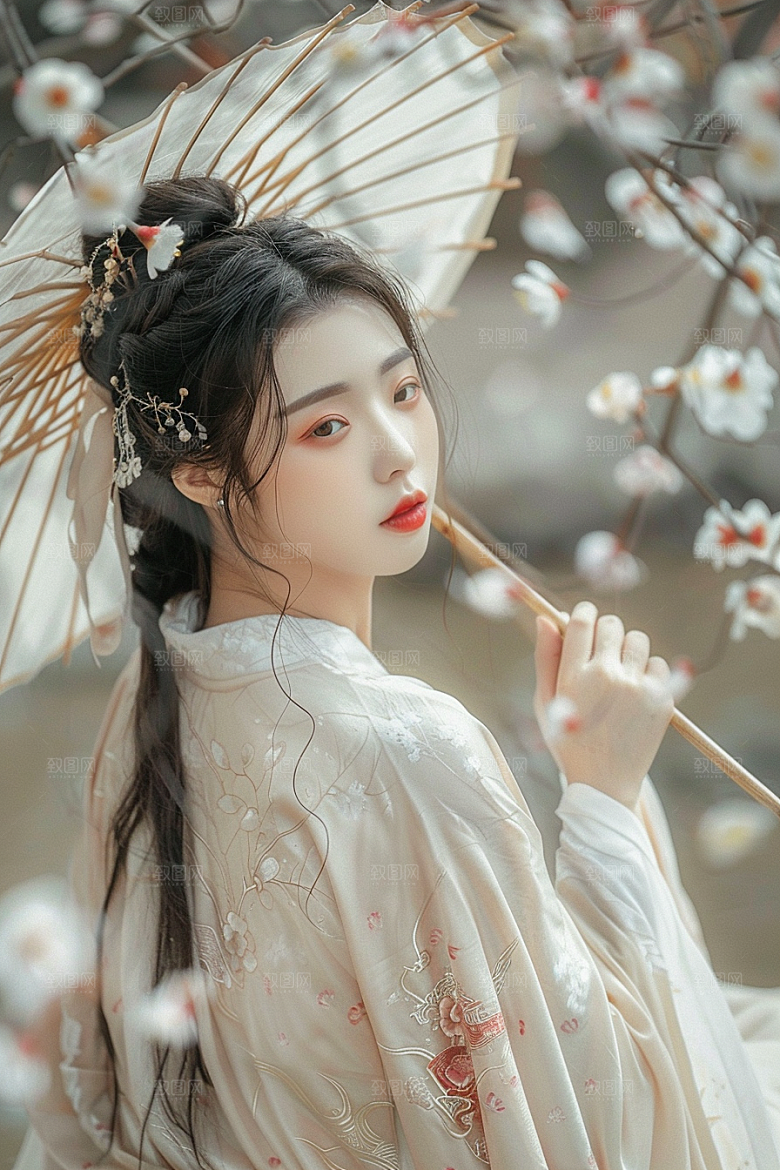 花卉汉服人物高清美女摄影图