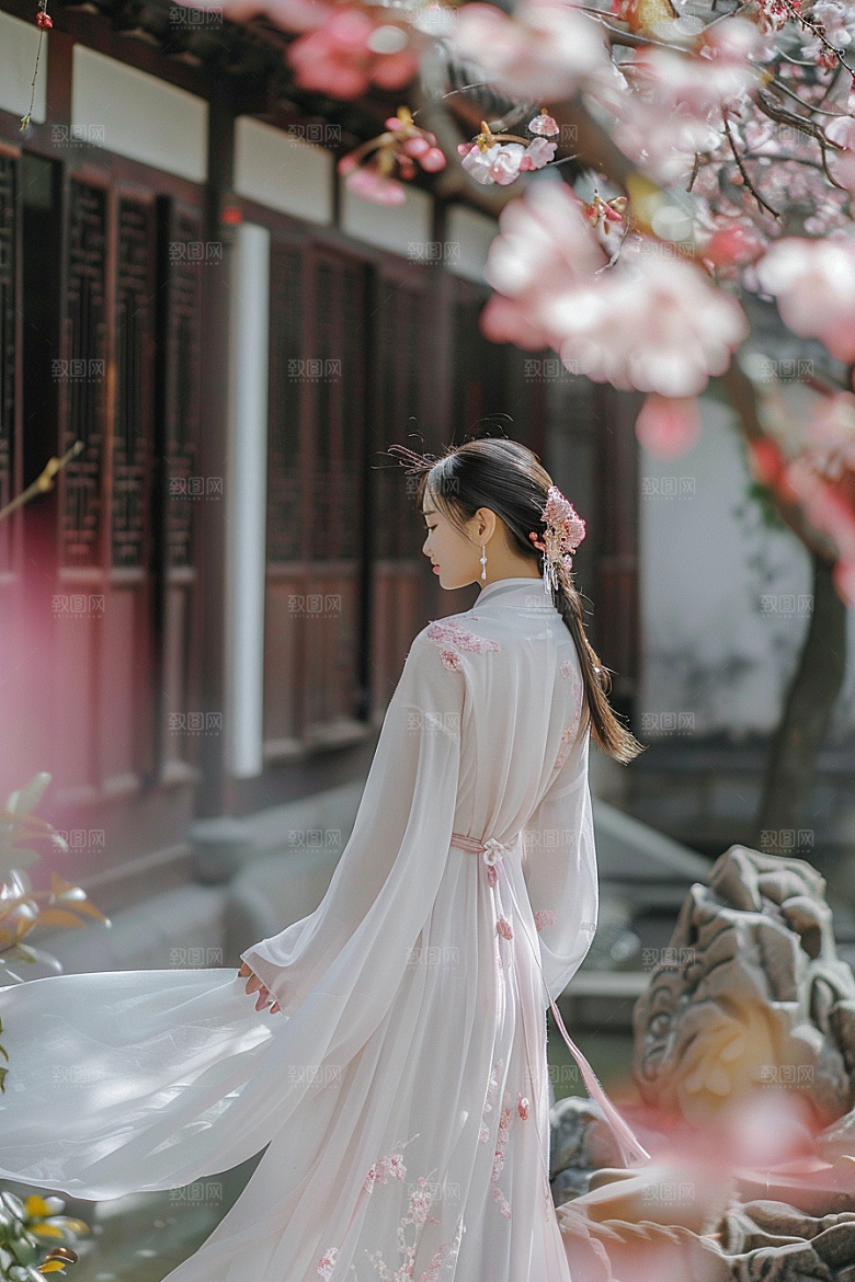 花卉汉服人物高清美女摄影图