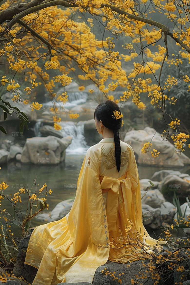 花卉汉服人物写真唯美摄影图
