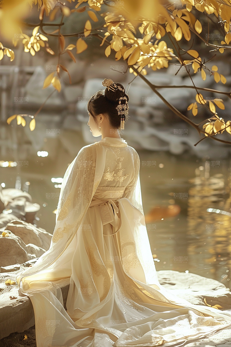 花卉汉服人物古风浪漫摄影图
