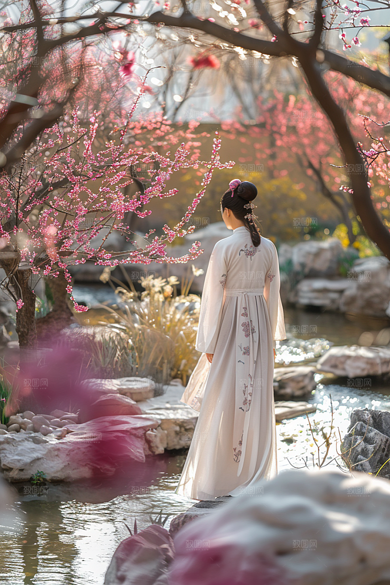 花卉汉服人物高清浪漫摄影图