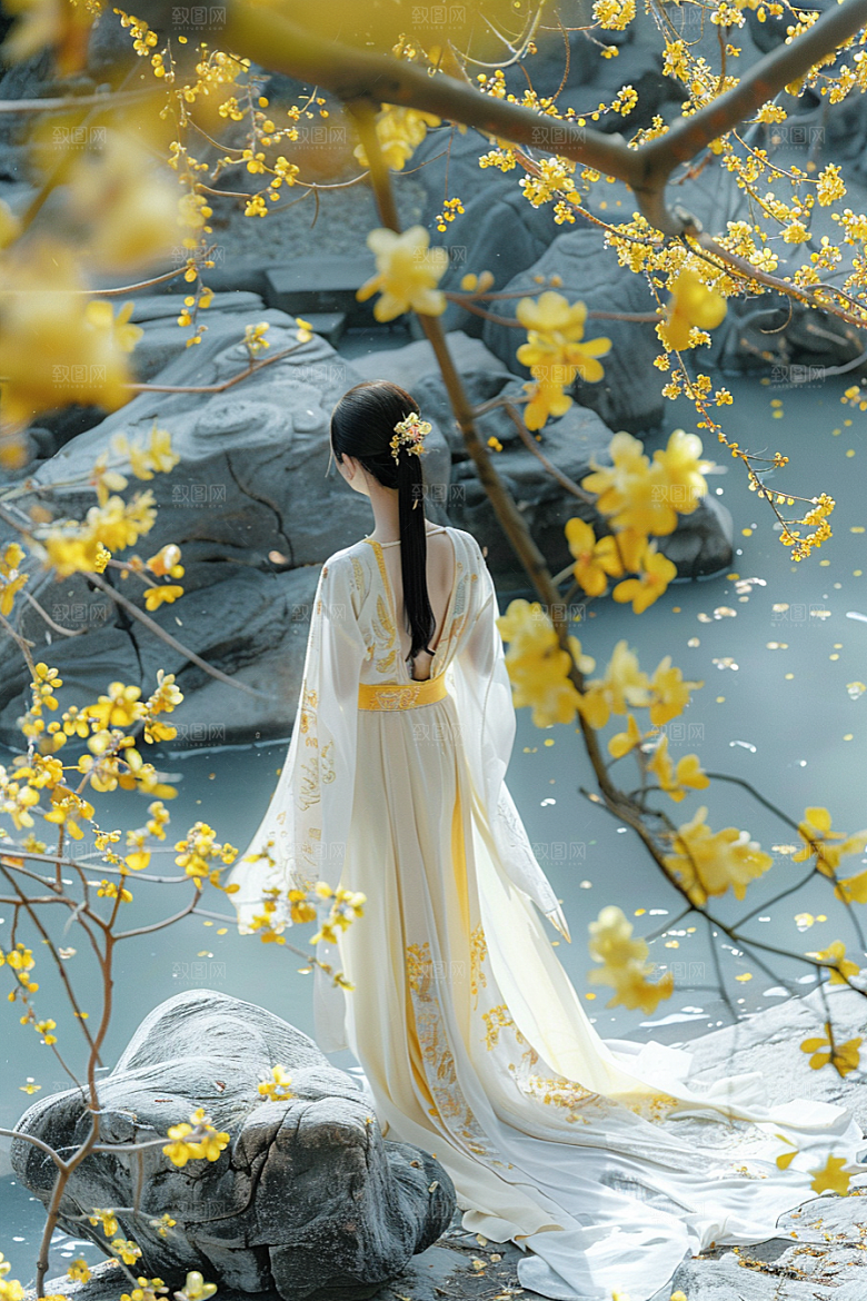 花卉汉服人物古风美女摄影图