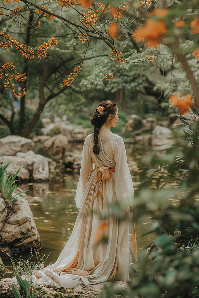 花卉汉服人物高清美女摄影图