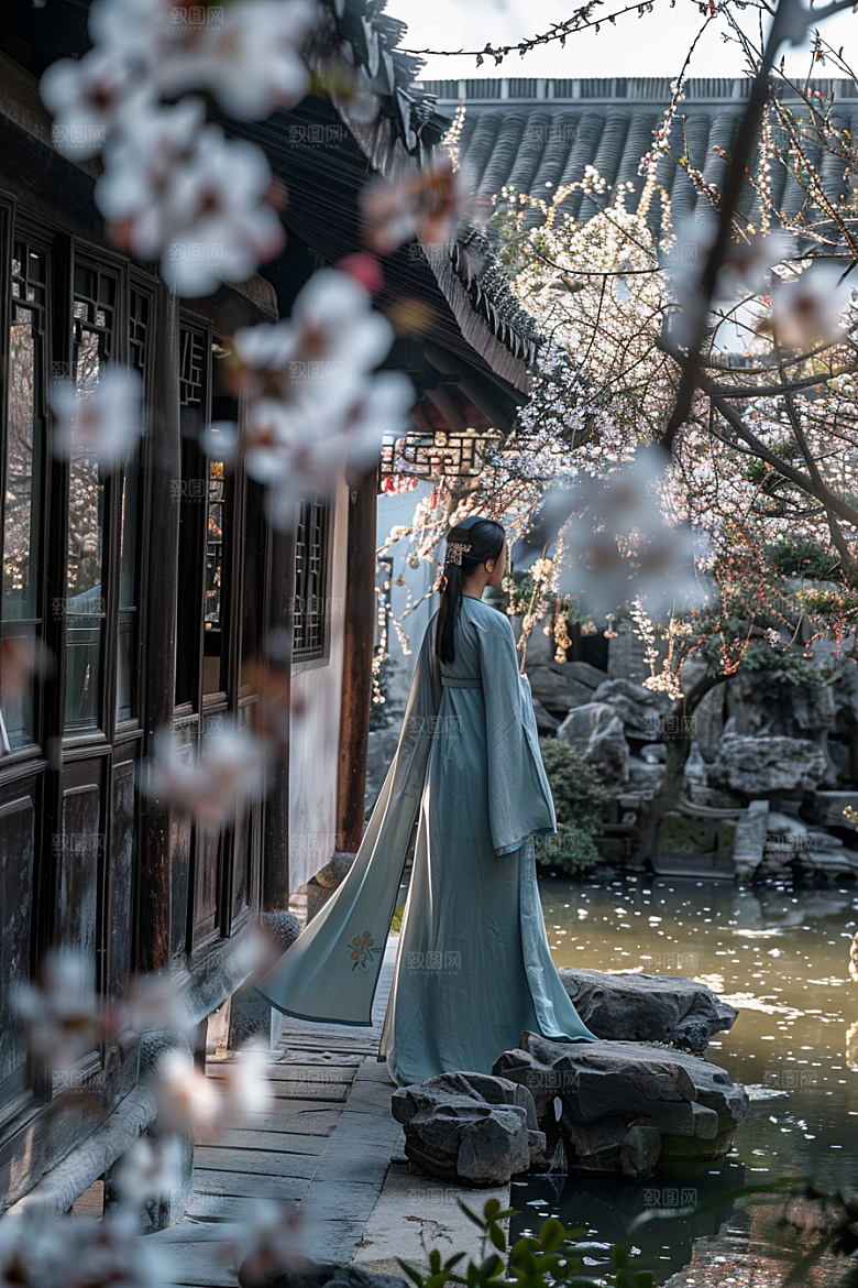 花卉汉服人物写真唯美摄影图