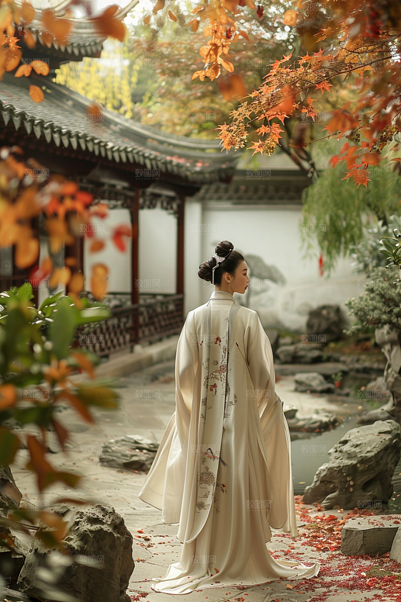 花卉汉服人物浪漫唯美摄影图