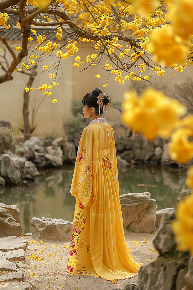 花卉汉服人物高清浪漫摄影图