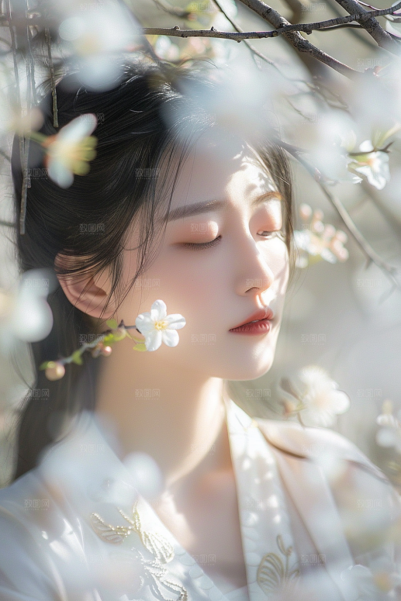 花卉汉服人物古风唯美摄影图