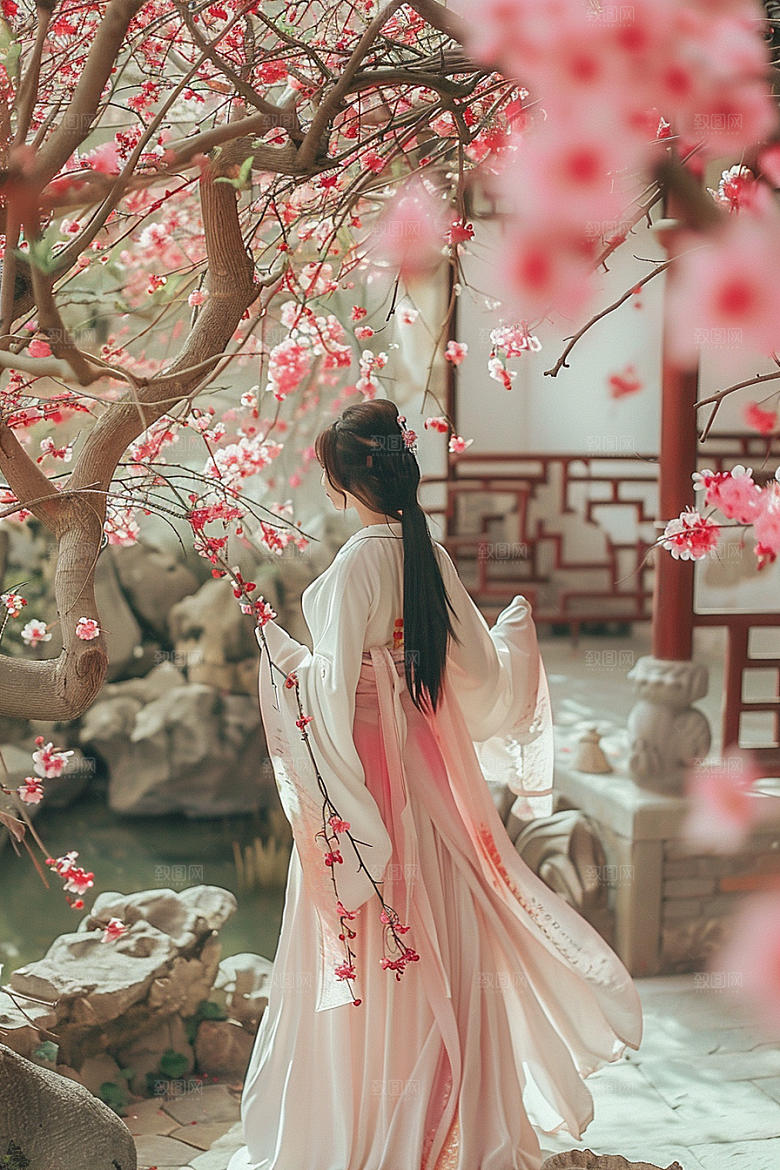 花卉汉服人物古风高清摄影图