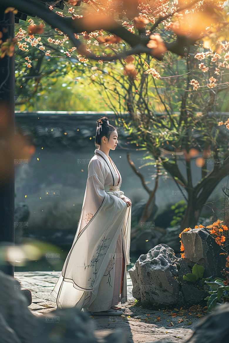 花卉汉服人物美女浪漫摄影图