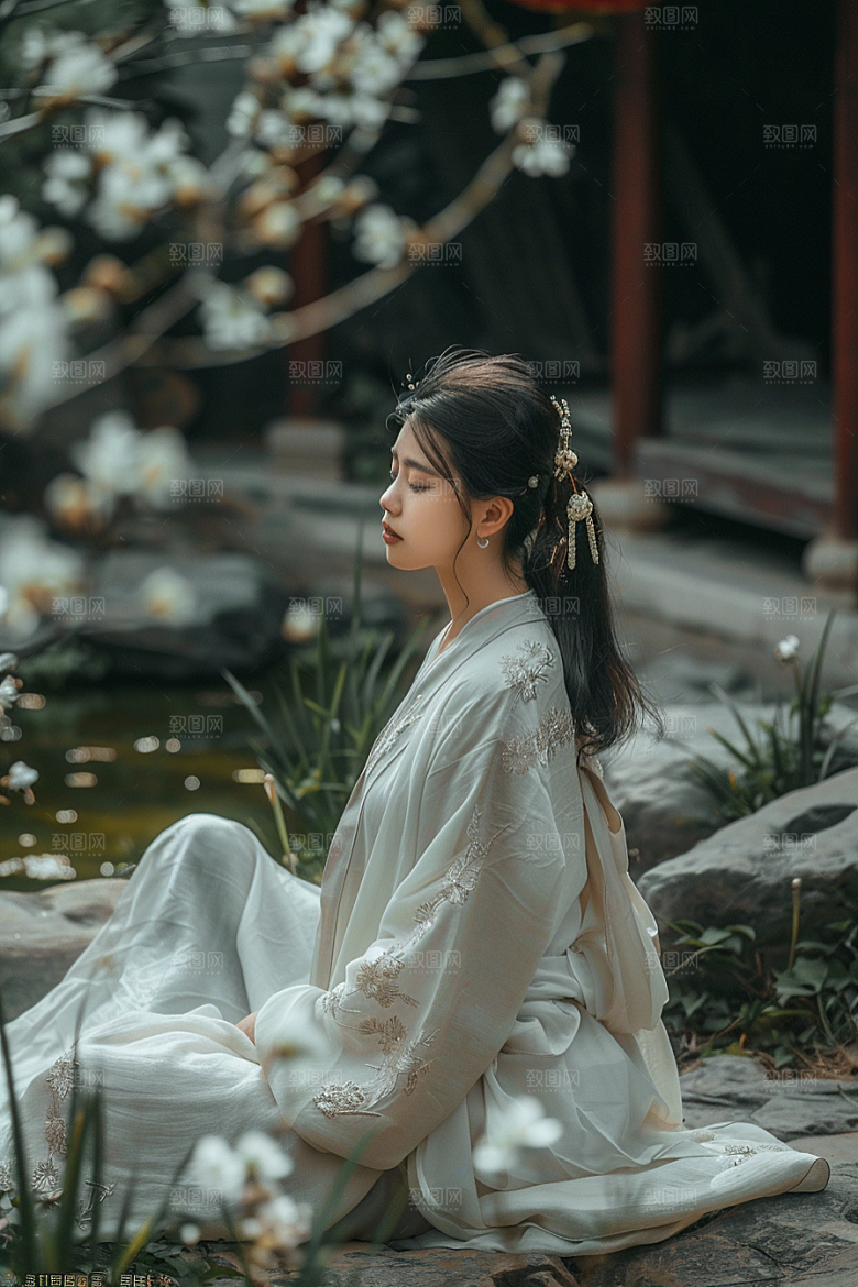 花卉汉服人物高清古风摄影图