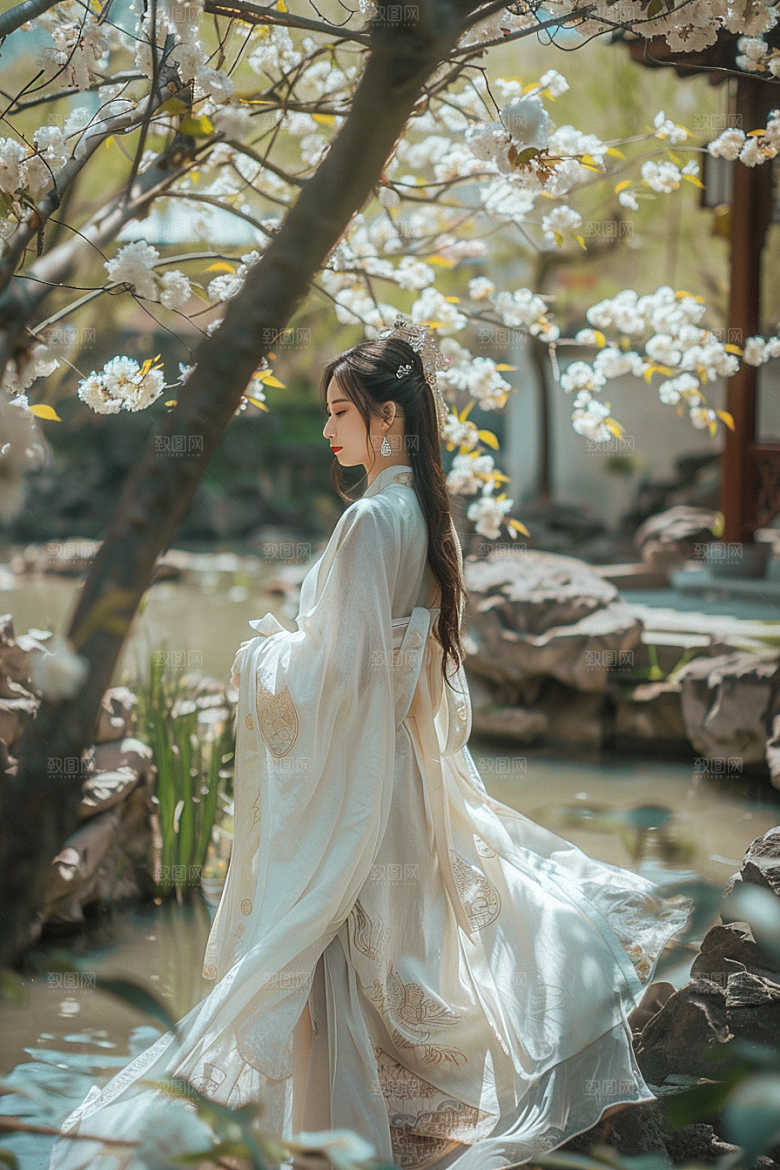 花卉汉服人物古风高清摄影图