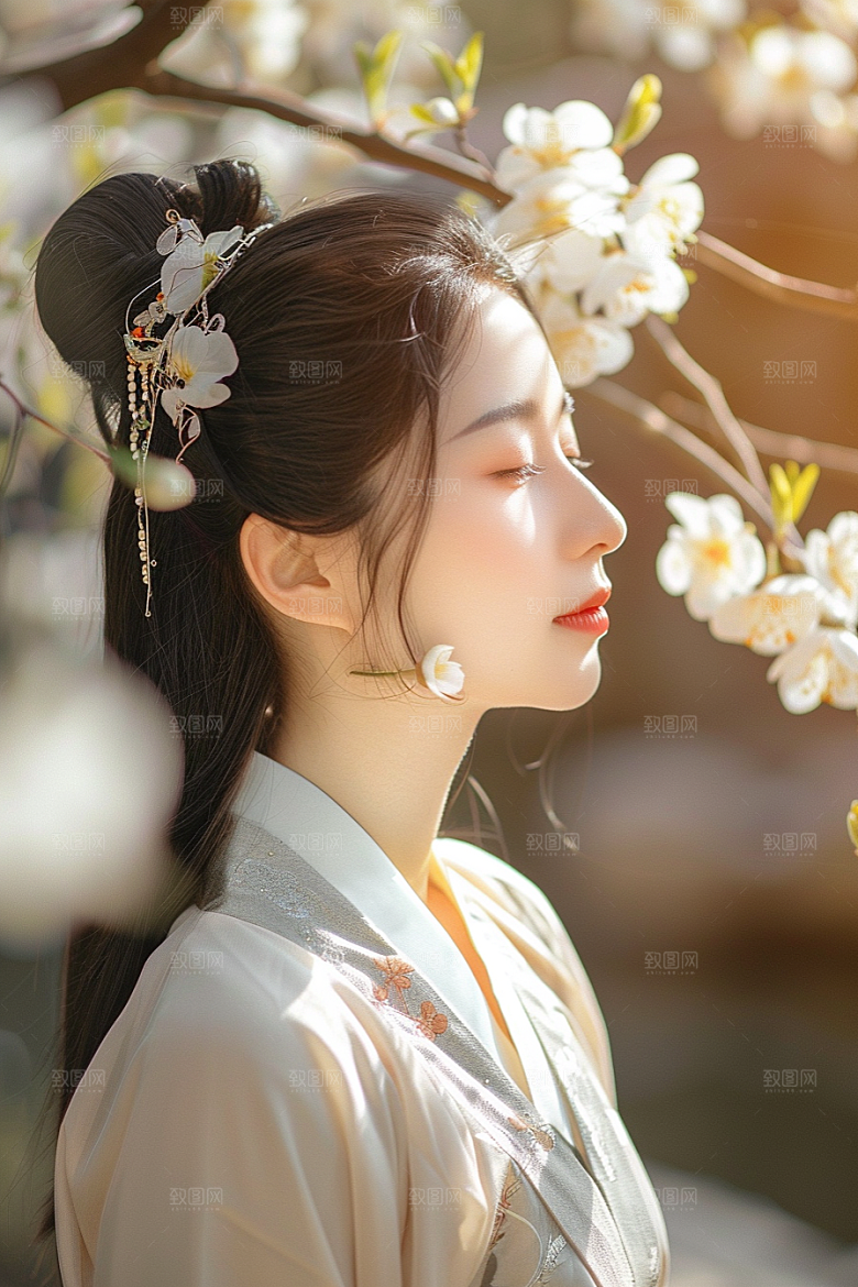 花卉汉服人物写真中国风摄影图