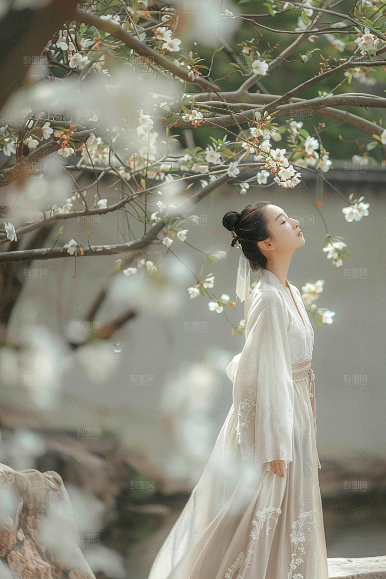花卉汉服人物浪漫古风摄影图