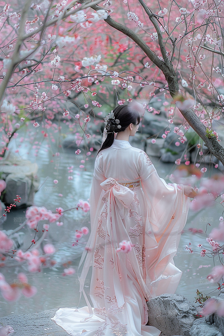 花卉汉服人物古风人像摄影图