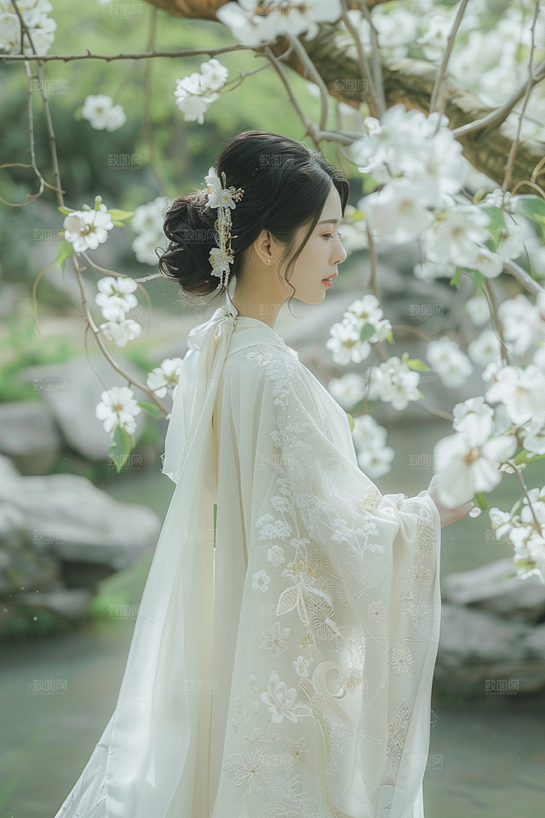 花卉汉服人物古风唯美摄影图