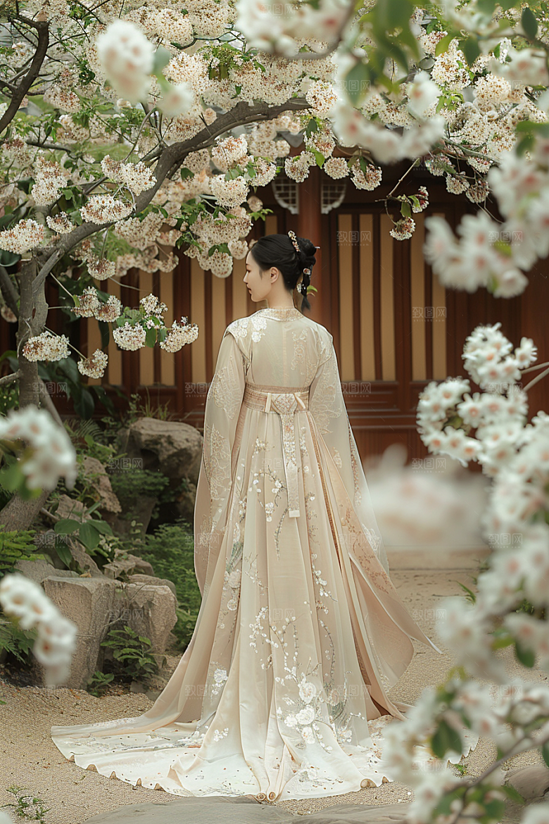 花卉汉服人物古风浪漫摄影图