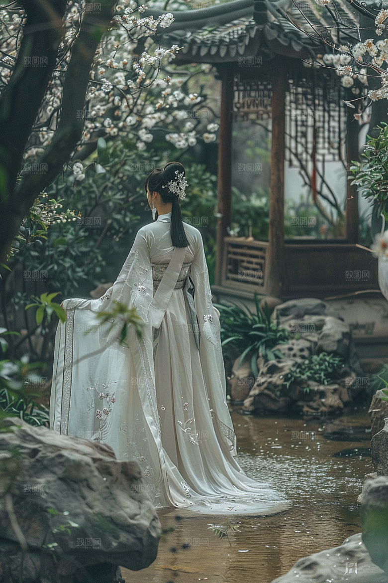 花卉汉服人物高清中国风摄影图