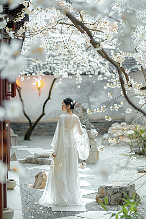 花卉汉服人物中国风唯美摄影图