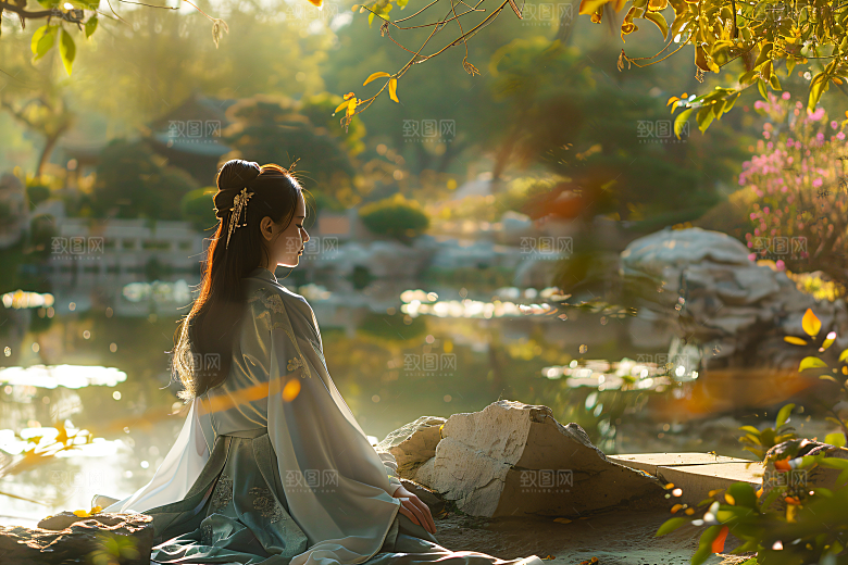 花卉汉服人物高清人像摄影图