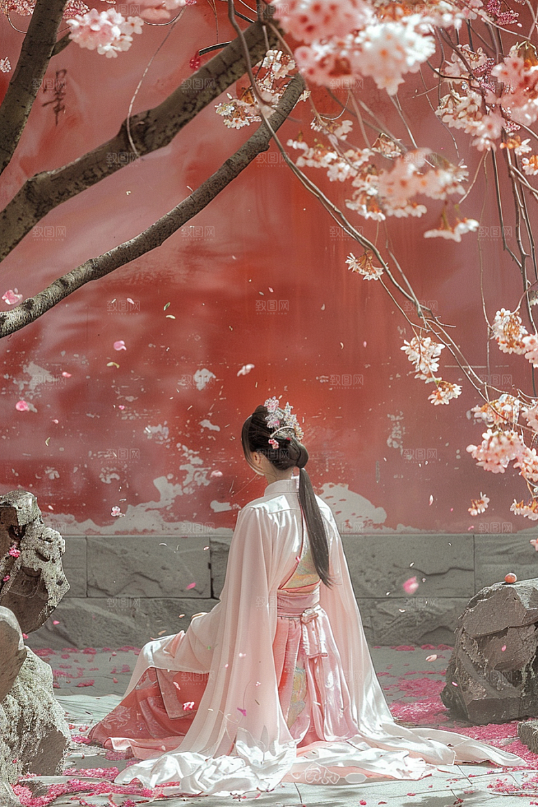 花卉汉服人物古风美女摄影图