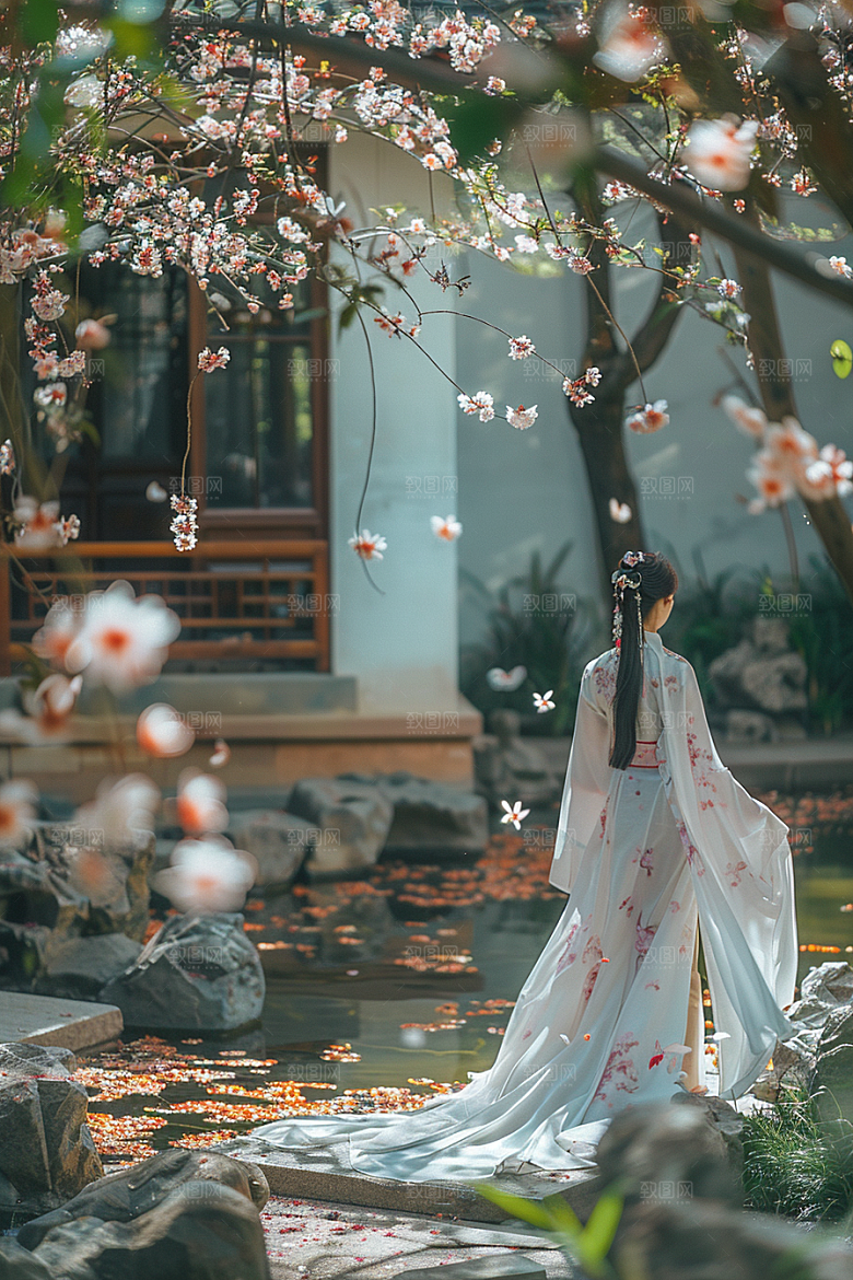 花卉汉服人物高清中国风摄影图