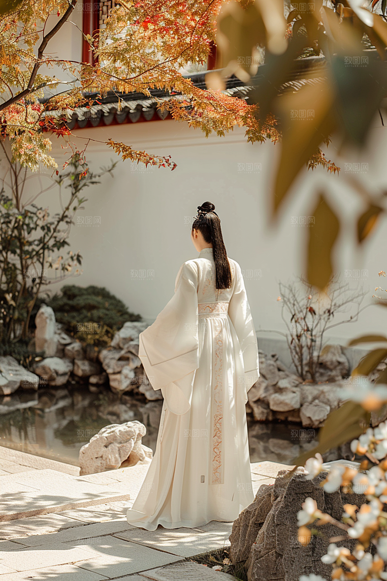 花卉汉服人物唯美写真摄影图