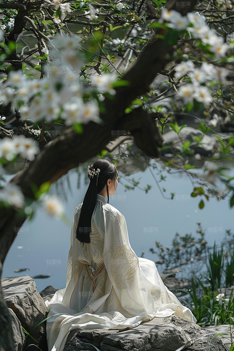 花卉汉服人物高清中国风摄影图