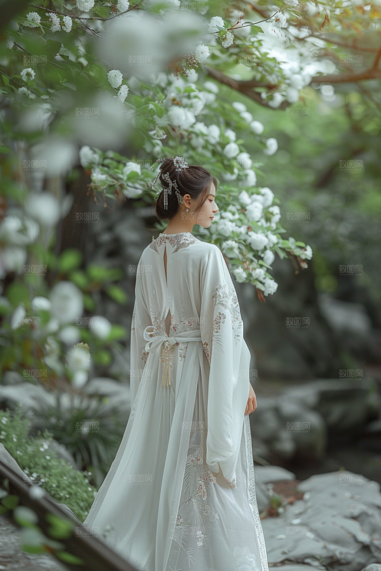 花卉汉服人物古风唯美摄影图