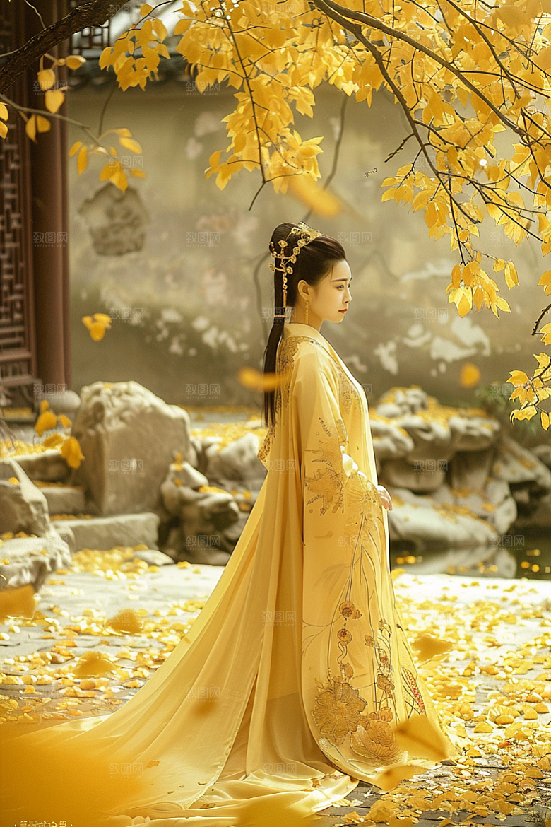 花卉汉服人物写真人像摄影图