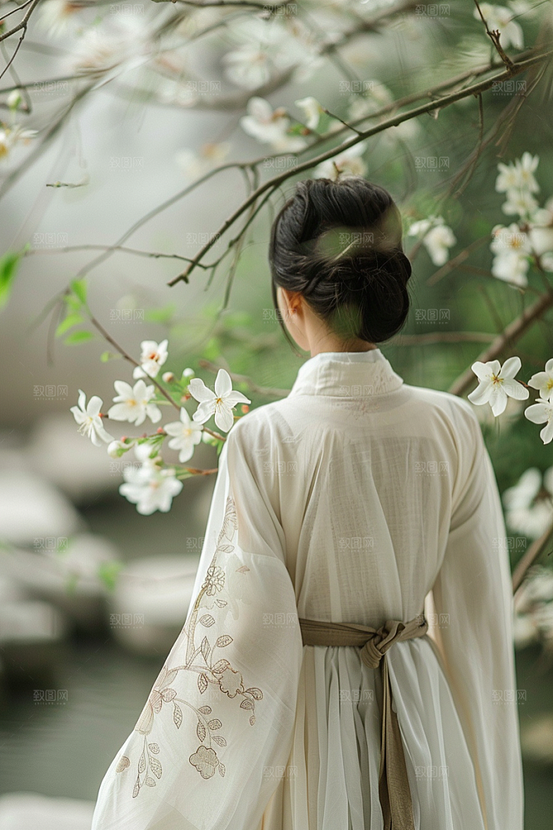 花卉汉服人物写真古风摄影图