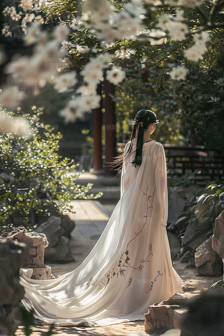 花卉汉服人物写真中国风摄影图
