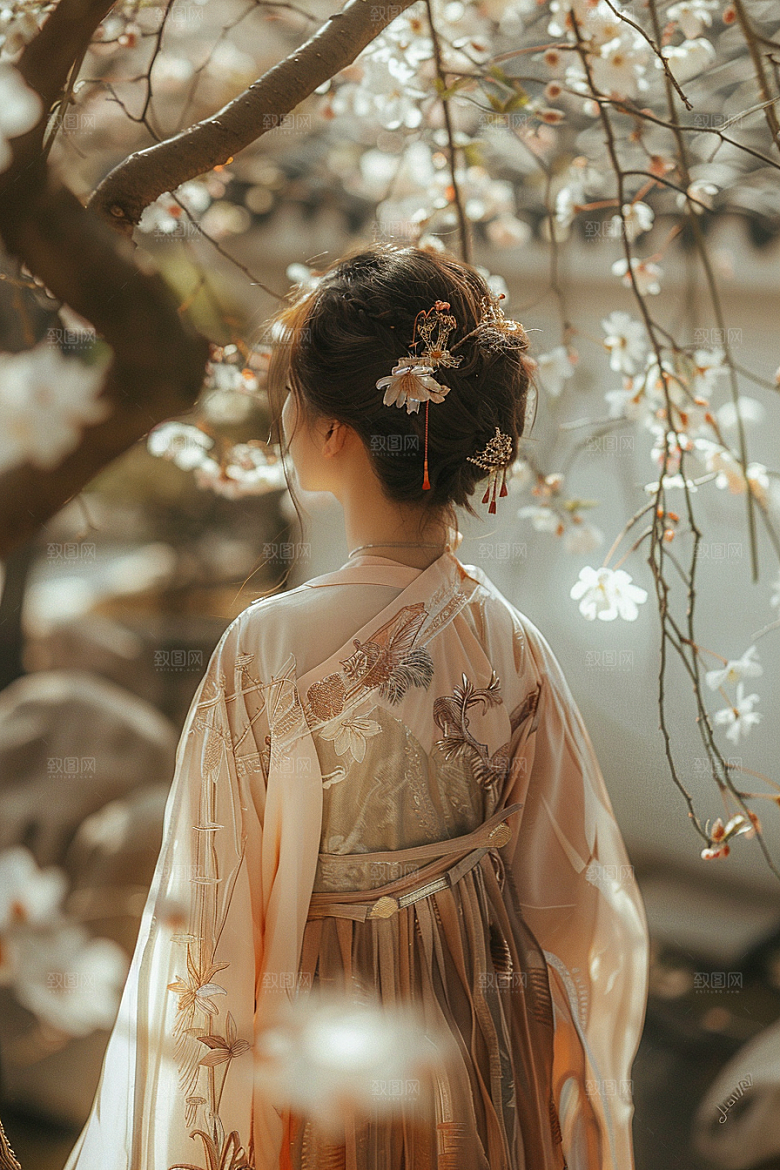 花卉汉服人物美女浪漫摄影图
