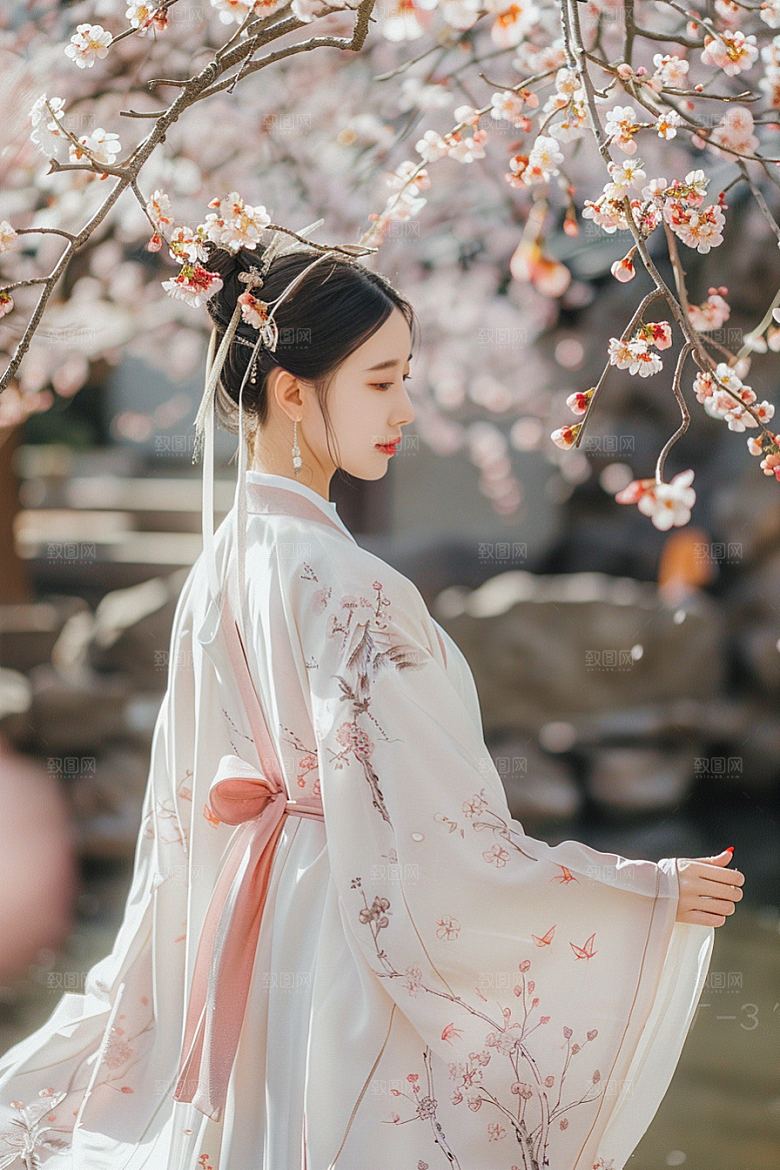 花卉汉服人物高清唯美摄影图