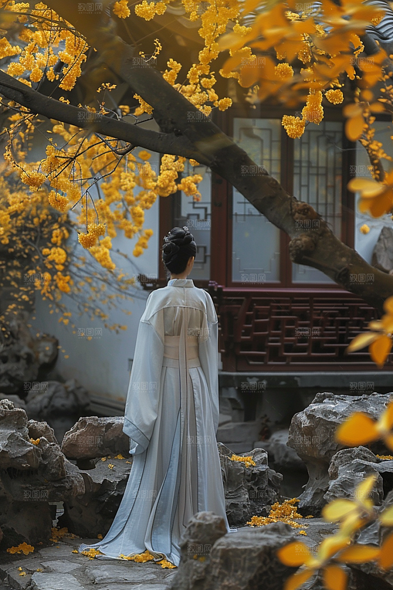 花卉汉服人物高清唯美摄影图