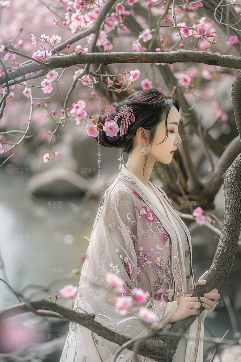花卉汉服人物写真中国风摄影图