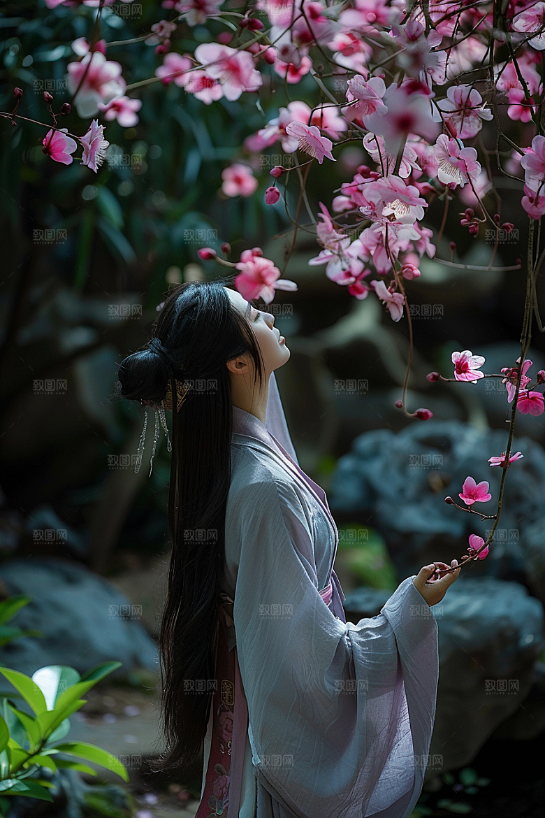 花卉汉服人物古风唯美摄影图