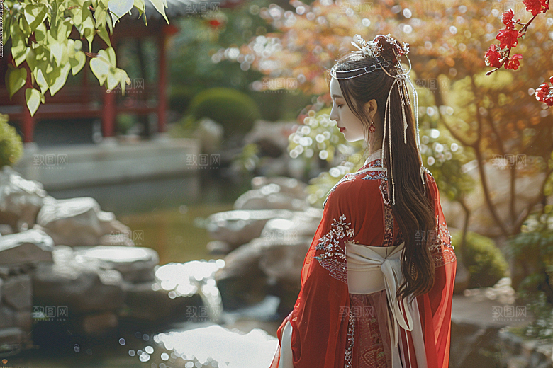 花卉汉服人物写真高清摄影图