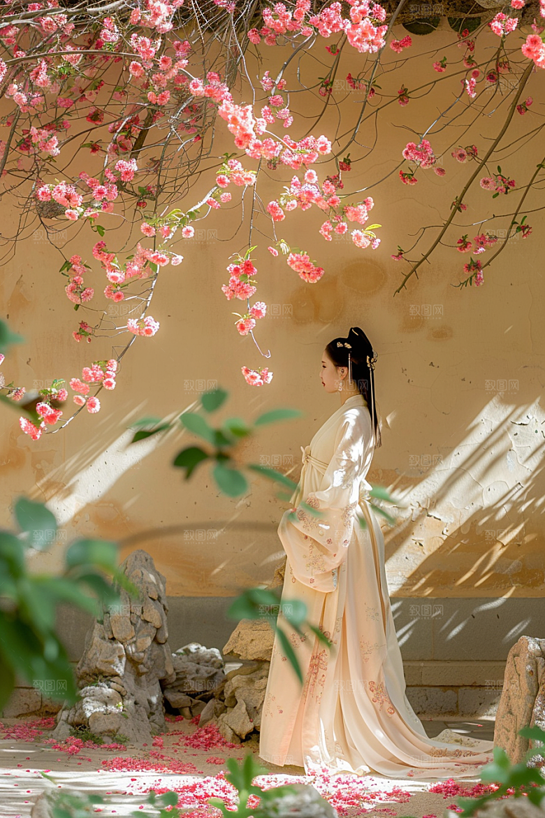 花卉汉服人物美女古风摄影图