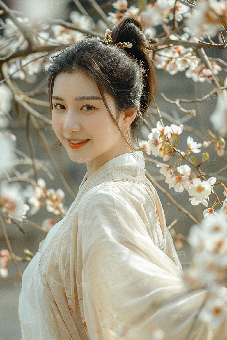 花卉汉服人物高清中国风摄影图