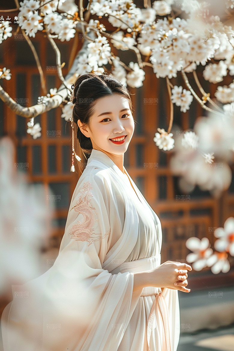 花卉汉服人物写真唯美摄影图