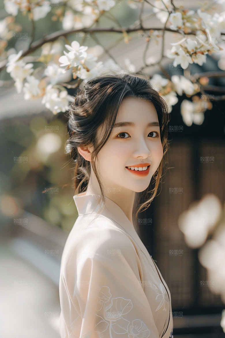 花卉汉服人物高清浪漫摄影图