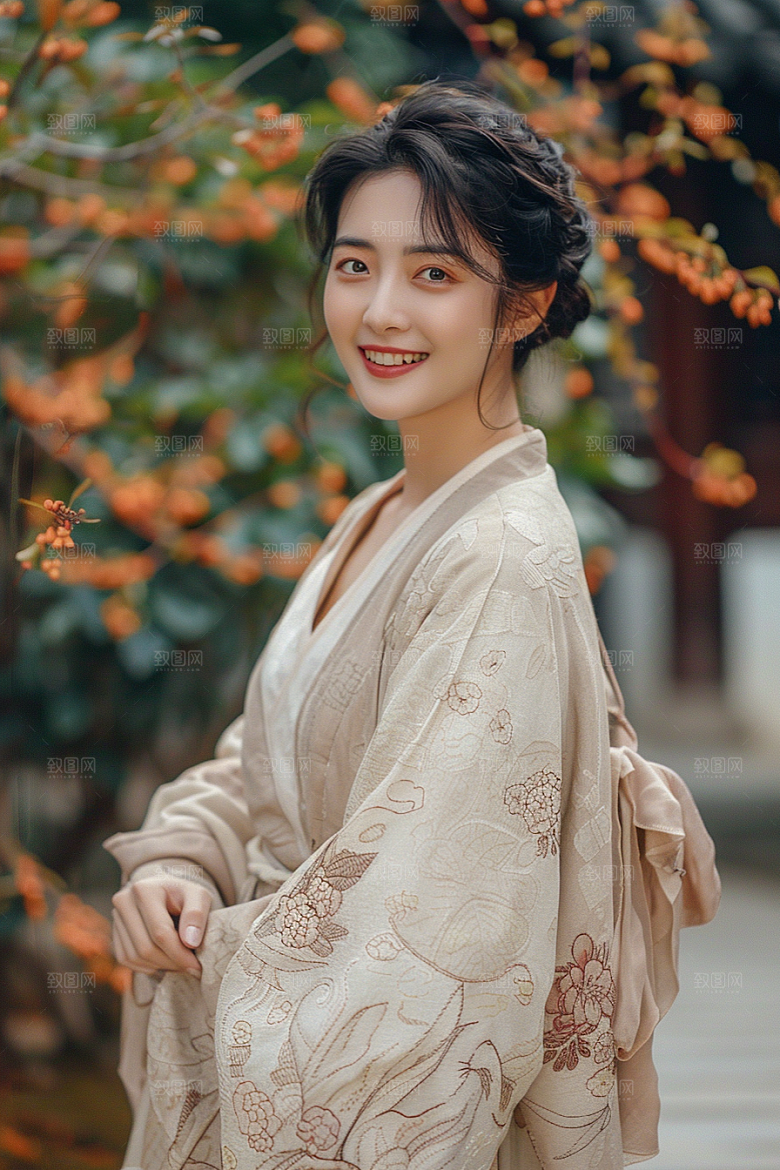 花卉汉服人物高清唯美摄影图