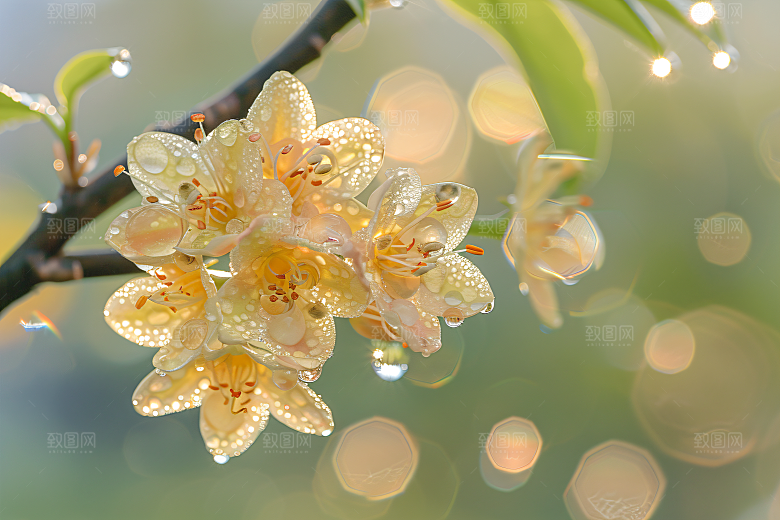 桂花清新花卉摄影图