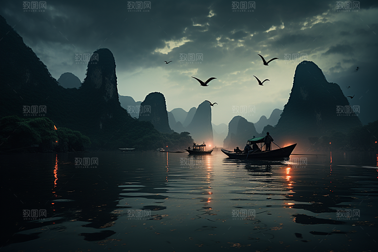 桂林山水精致河流摄影图