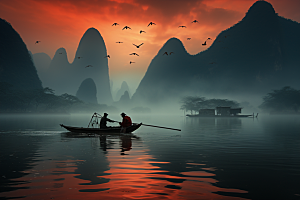桂林山水山川河流摄影图