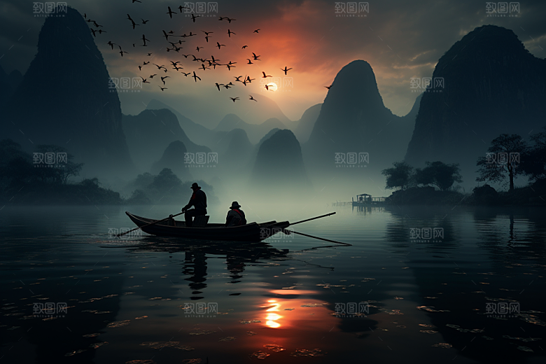 桂林山水旅游大气摄影图