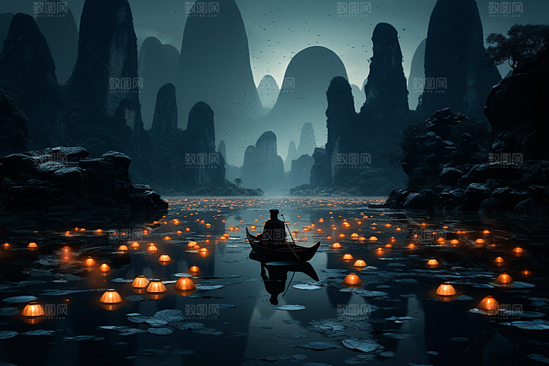 桂林山水旅游大气摄影图