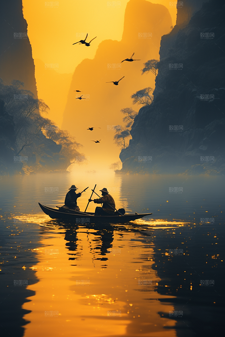桂林山水河流旅行摄影图